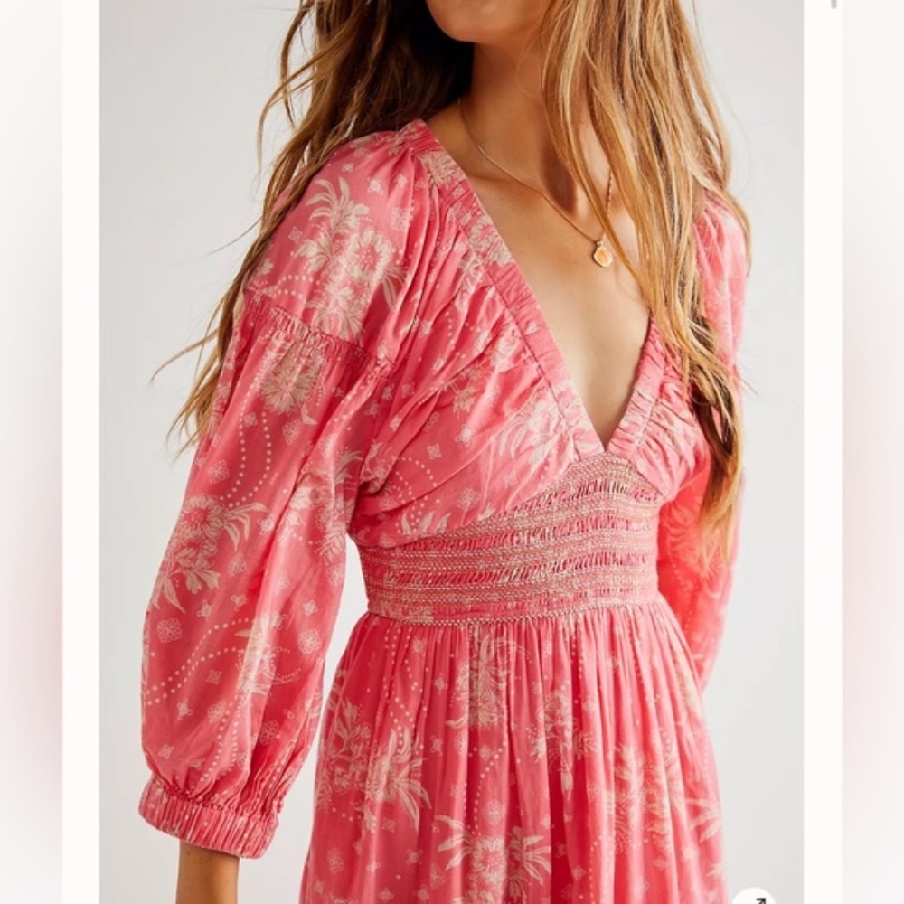 New $168 free people golden hour maxi dress in electro pop pink size Medium